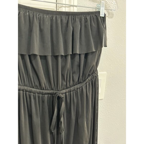 Cynthia Rowley Black Strapless Maxi Dress Ruffle Detail Elastic Waist Sz Medium - Picture 4 of 8